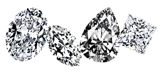 alcuni diamanti di diverse forme diverse e taglio a brillante
